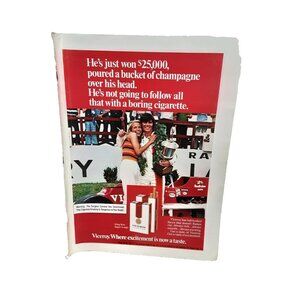 1974 Viceroy Cigarettes Indy Racing Print Ad vintage 70s